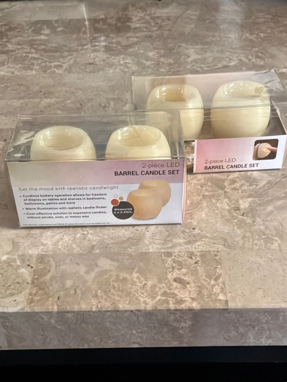LED Barrel Candle Set - Cream 2-Piece
